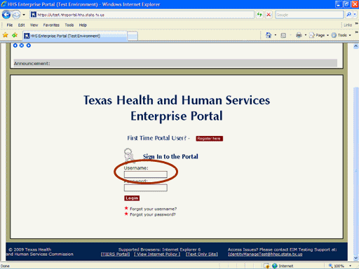 Screenshot of Portal Logon page